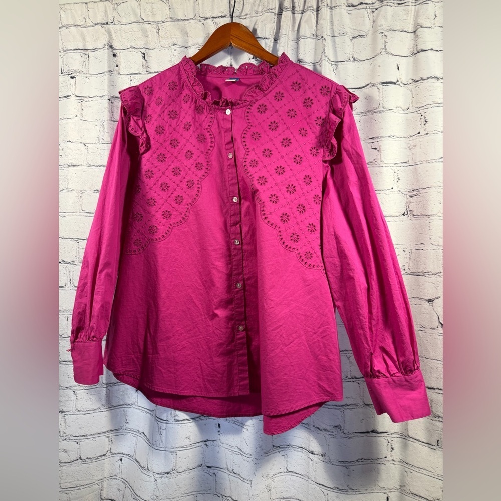 Old Navy Fuchsia Button Down Shirt. Flawed